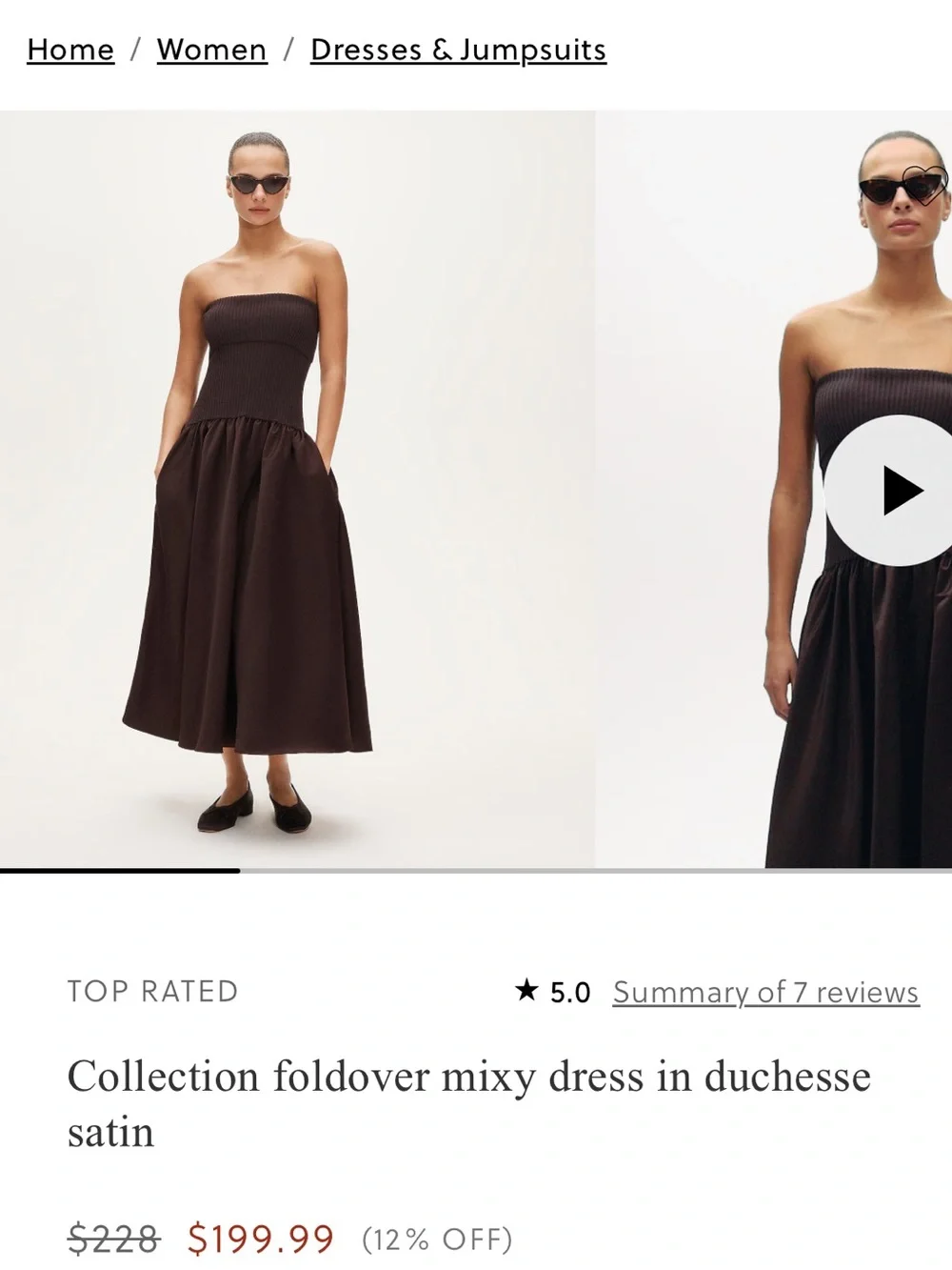 NWT Collection foldover mixy dress in duchesse satin